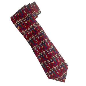 UNICEF Christmas Nutcracker Silk Necktie Vintage USA Holiday Toy Soldier Tie EUC